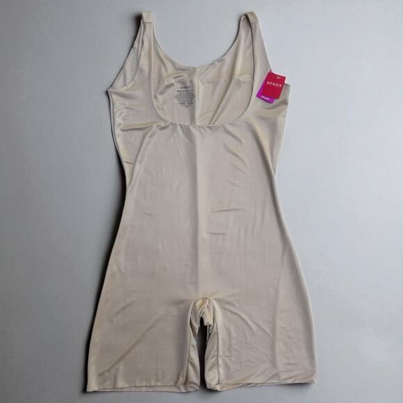 Spanx Open Bust Mid Thigh Bodysuit NWT Sz 3X 10133P Natural Glam Beige Shapewear - Picture 1 of 13